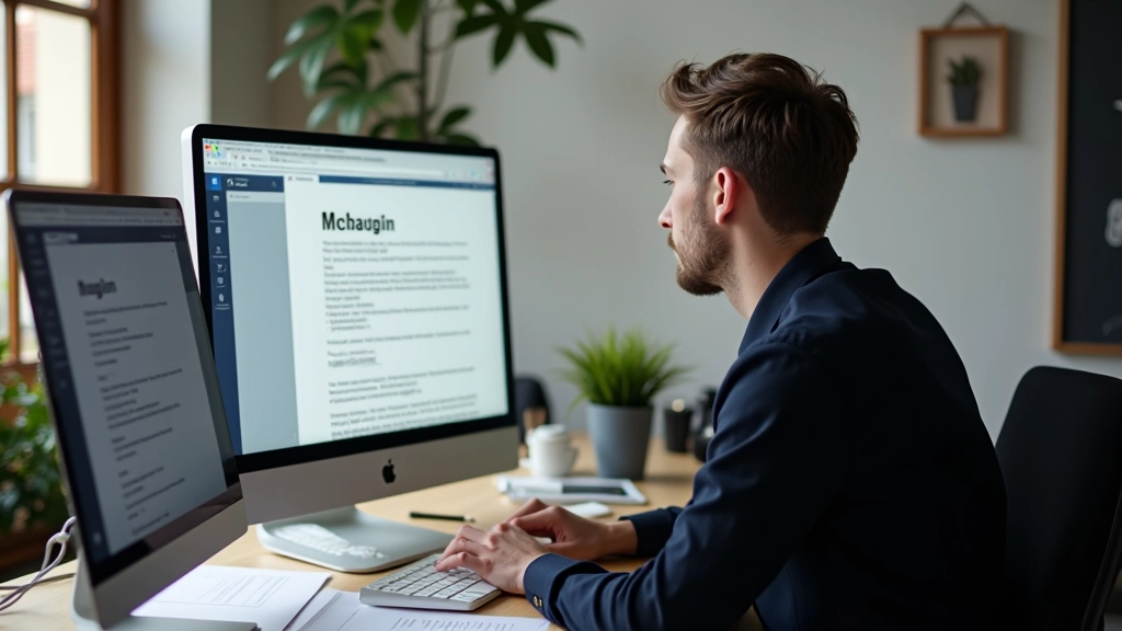 Designer werkend aan typografische instellingen op computerscherm met Nederlandse tekstmonsters