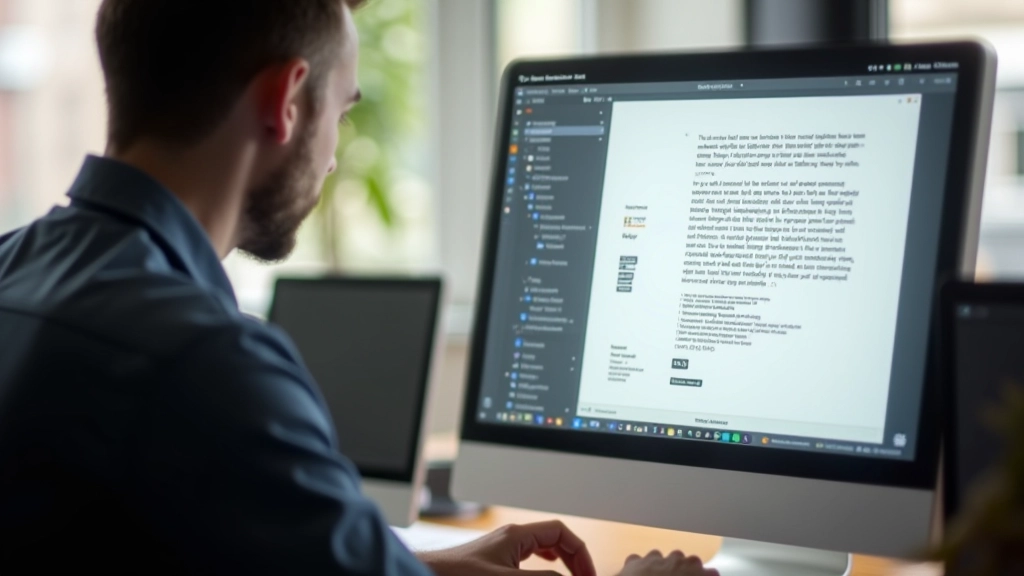 Designer die aan typografie werkt op een monitor