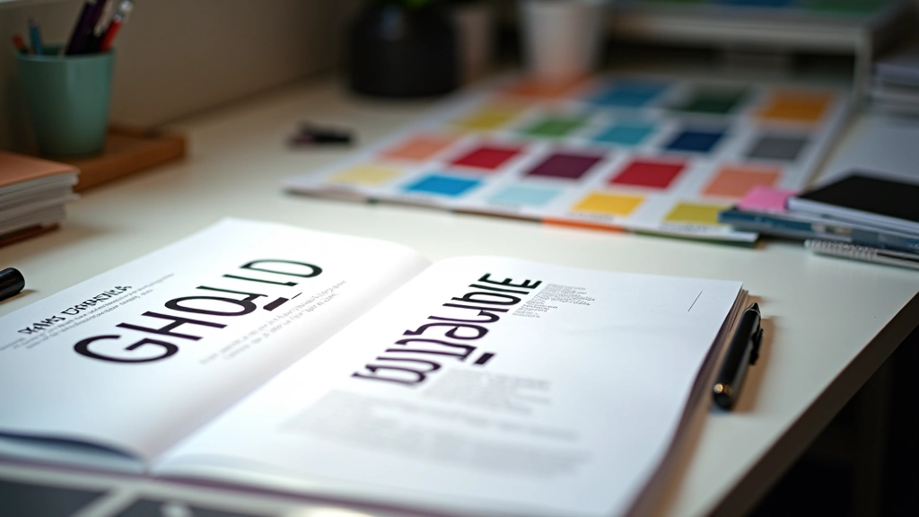 Designer werkplek met notities en typografische schalen voor Nederlandse projecten