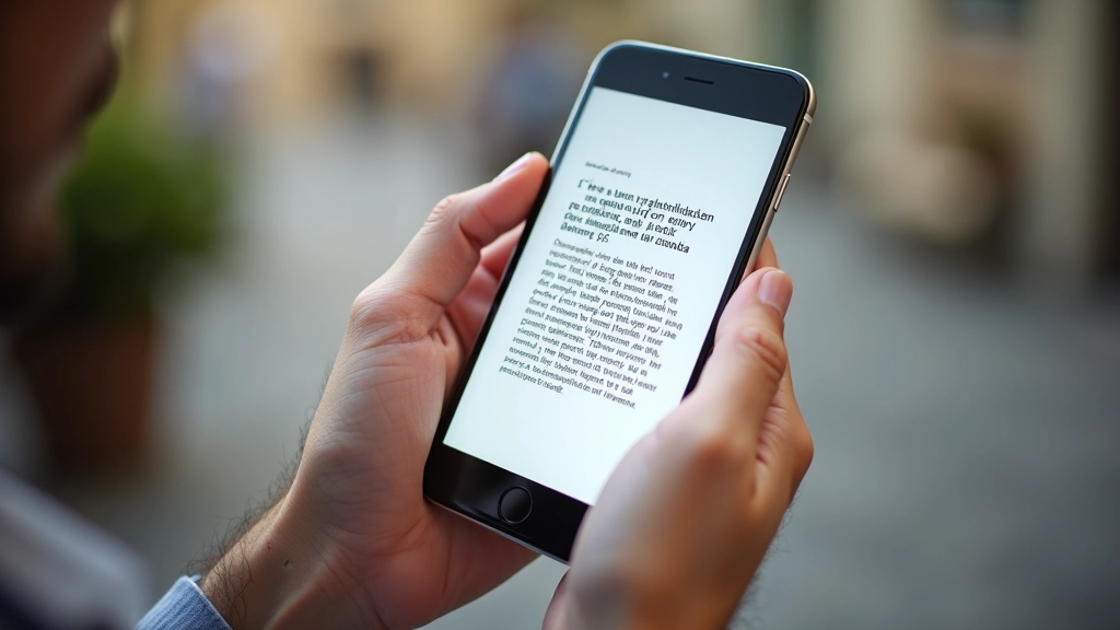 Smartphone met Nederlands artikel op het scherm, toont typografische instellingen op mobiel